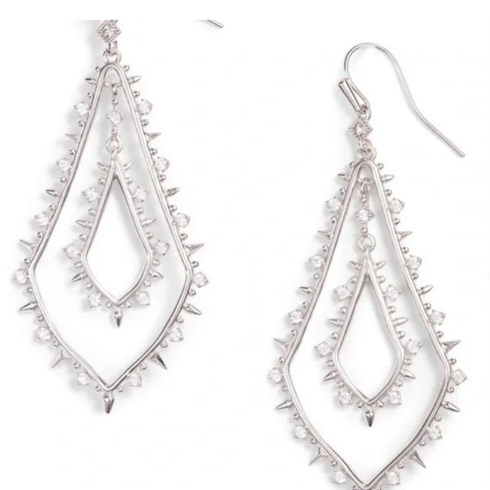 NEW NEVER WORN KENDRA SCOTT silver Alice crystal/cubic zirconia drop earrings